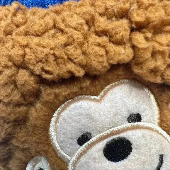 K. Bell Brown Monkey Sherpa Slippers Brown & Blue Size Small - Picture 13 of 14